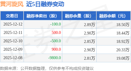黄河旋风：12月12日融资买入2773.04万元，融资融券余额3.56亿元
